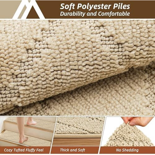 Antislip traptreden 28x9 inch polyester, 4 stuks 1