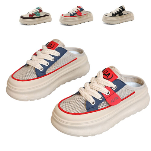 Γυναικεία slip-on sneakers με πλατφόρμα Mules χωρίς πλάτη, ελαφριά καλοκαιρινά παπούτσια