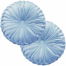 Coussin rond en velours plissé avec bouton