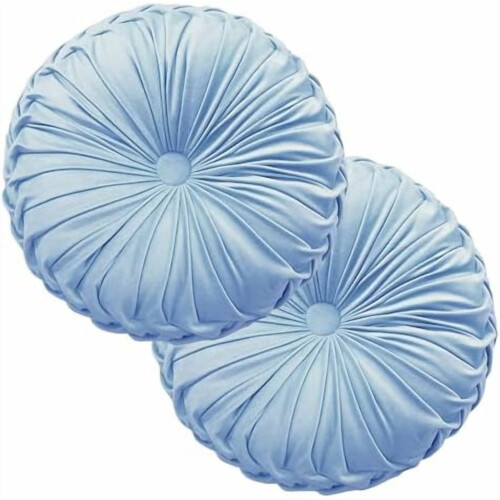 Coussin rond en velours plissé avec bouton