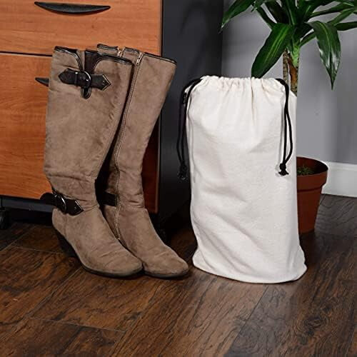 Τσάντα Cowboy Boots, μπεζ φανελένια θήκη για παπούτσια με κορδόνι περίσφιξης, 1