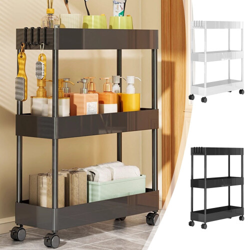 Plastic 3-Tier Storage Shelf with Wheels 1