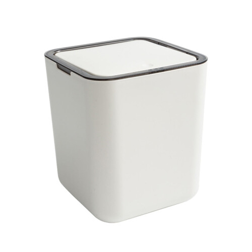 Mini poubelle à bouton-poussoir blanche 16,5 cm