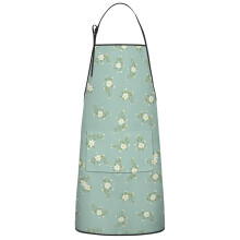 Pioneer Flower Cotton Linen Apron with Pockets 33x27 Inch