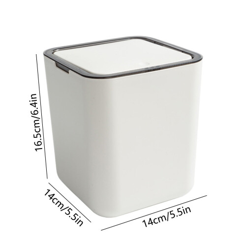 Mini poubelle à bouton-poussoir blanche 16,5 cm 2