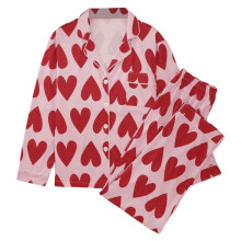 Conjunto de pijama de manga larga con estampado de amor para mujer, ideal para el Día de San Valentín.