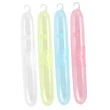 Travel Toothbrush Case Set of 4 Transparent Holders with Secure Closure for Camping and School