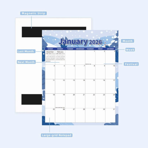 Magnetic Calendar 2026 Whiteboard Refrigerator Organizer 2