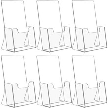 Pacáiste 6 Sealbhóir Bróisiúir Fillte Aicrileach 8.5'' x 5.5'', Eagraithe Bileog Plaisteach Glan do Chuntar Barr