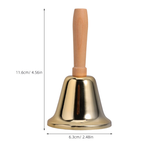 Golden Hand Bell, Iron and Wood, Clear Ring for Kitchen 1