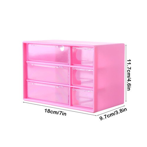 Mini Desktop Drawer Organizer with 6 Clear Drawers, Plastic Desktop Storage Box for Office Home Desktop 2