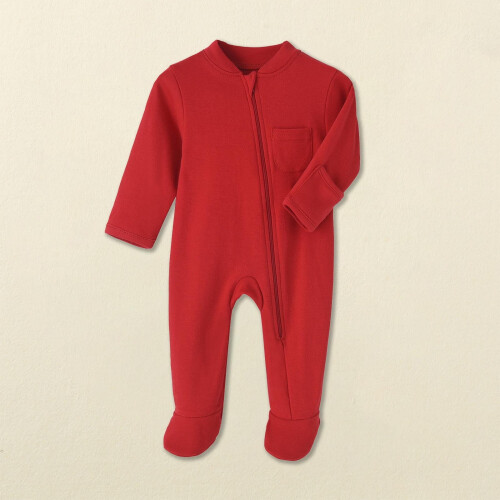 Infant Bodysuit Round Neck Long Sleeve Red 6 Months 1