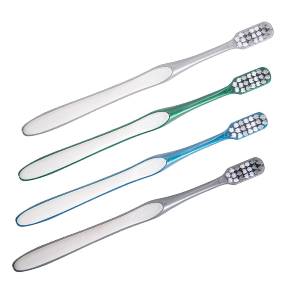 Mens Hard Bristle Toothbrush Set with Deep Cleaning Bristles and Compact Travel Size for Adults