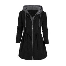 Sudadera con capucha de invierno de talla grande para mujer, abrigo grueso de algodón Patchwork Space Plus de manga larga con bolsillos, chaqueta