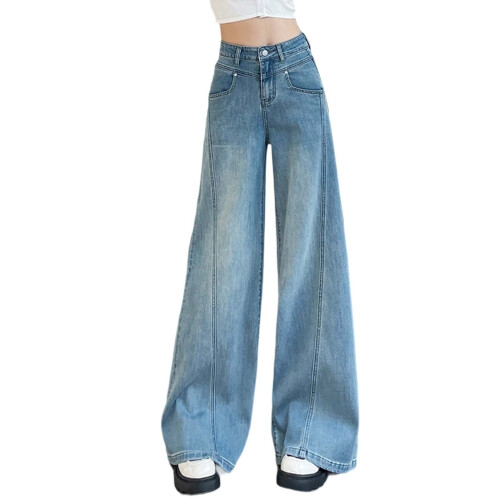 Τζιν για γυναίκες με φαρδιά τζιν, casual, ψηλόμεσο, ελαστικό, ίσιο τζιν, χαλαρό