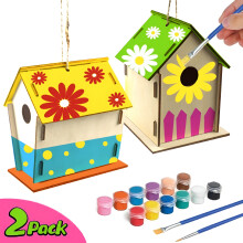ACDANC2Pcs Knutselset voor kinderen van 4-8 jaar - DIY Vogelhuisje Bouwpakket - Houten vogelhuisjes bouwen en schilderen - Knutselset voor kinderen