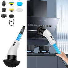 Cepillo rotatorio recargable con dispensador integrado para baño, cocina, suelos y coche – Inalámbrico, manos libres, motor de alto par