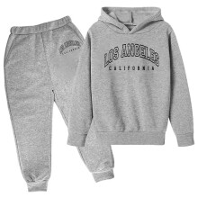 Hoodie-Pullover-Set für Kinder, Herbst/Winter, lässiges Langarm-Outfit mit Buchstabenprint für Jungen, Grau, 11-12 Jahre