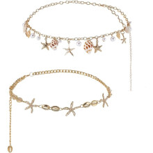 Gold Seashell Starfish Waist Chain for Women 2 pcs
