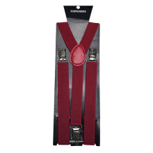 Men's Heavy Duty Polyester Suspenders 2.5x100cm Deep Red