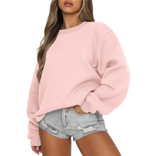 Damen Langarm-Sweatshirt, lässiger Rundhalsausschnitt, lockerer Schnitt, Pullover-Hoodie aus Fleece, Herbstoberteil