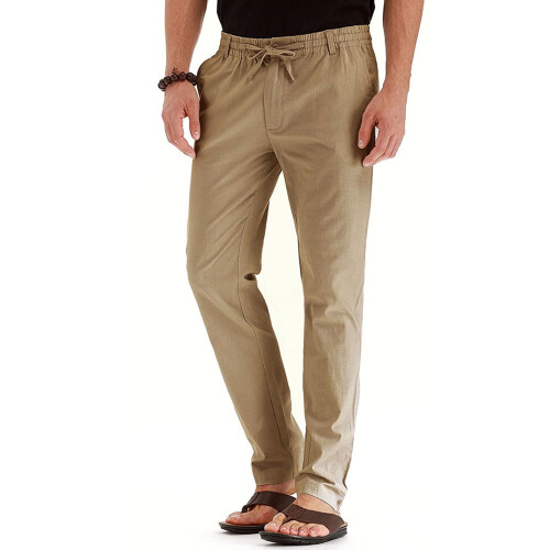 Μοντέρνο ανδρικό παντελόνι Business Loose Large Size με ελαστική μέση, βαμβακερό, μονόχρωμο 1