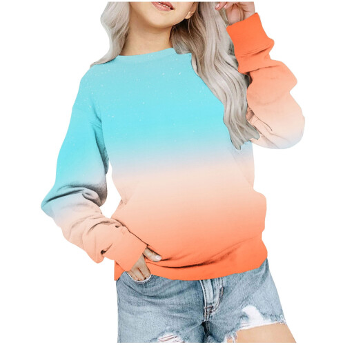 Παιδικό ελαφρύ φούτερ με στάμπα Tie-dye και μακριά μανίκια, πουλόβερ με κοντά μανίκια 1