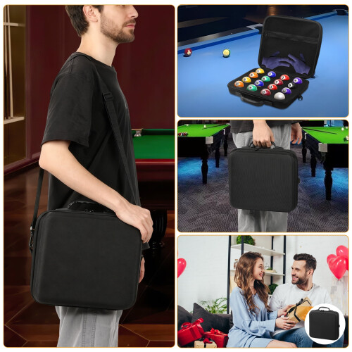 Pool Ball Carrying Case with Handle Strap 16-Hole Mesh 1