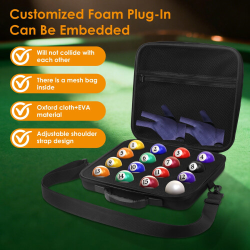Pool Ball Carrying Case with Handle and Strap 16-Hole Mesh 2