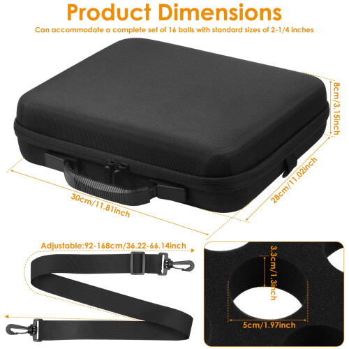 Pool Ball Carrying Case with Handle and Strap 16-Hole Mesh 1