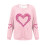 Felpa da donna a coste con scollo rotondo e cuore per San Valentino, lunga 3