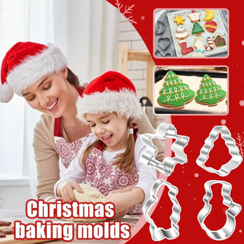 Weihnachtsplätzchenausstecher-Set aus Edelstahl, 4-teilig 2