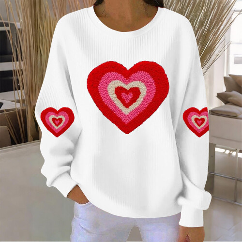 Sudadera de mujer para el Día de San Valentín con estampado de corazón. 1