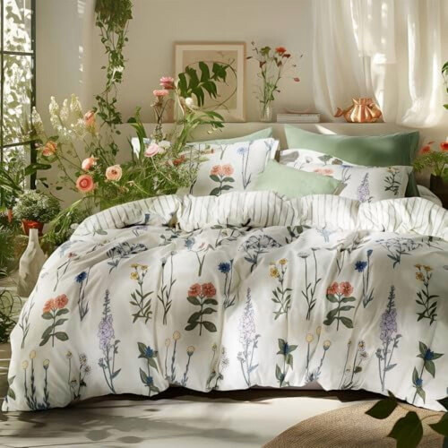 Botanical Floral Comforter Set King, 3-częściowy
