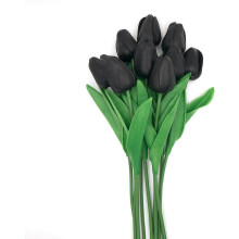 Blue Fake Tulips, 13" Real-Touch PU Flowers, 10-Pc Bouquet for Vase – Mother's Day, Easter, Valentine's Gifts
