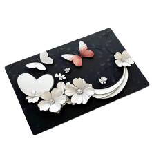 Alfombra antideslizante para recibidor con diseño de corazón y mariposa – Poliéster suave, impresión 3D, atrapa la suciedad y la humedad, ideal