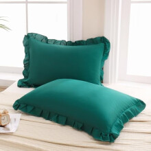 Mörkgröna örngott i set med 2, Queen size (20"x30"), mjuka Shabby Chic-örngott med volanger – Kompatibel med Queen kuddar