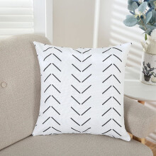 Boho 45x45 cm örngott – Modern randig geometrisk lantlig inredning, konstläder svart och vitt, kompatibel med vanliga kuddar