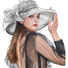 Derbyhat til kvinder 2023, organza tefest fascinatorhatte moderigtige kirkehatte brude strandsolhat