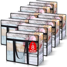 Lot de 8 sacs de rangement transparents en PVC de 40 L avec poignées renforcées