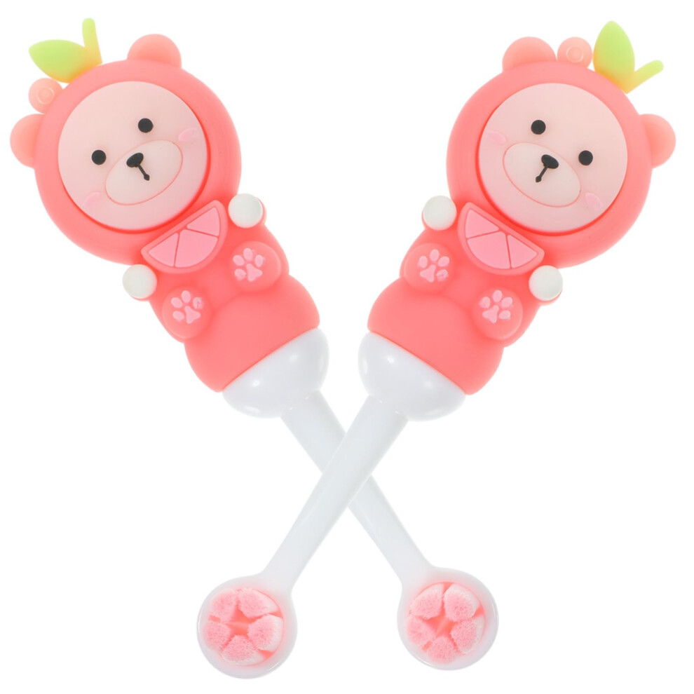 Kids Toothbrush With Soft Gentle Bristles And Ergonomic Bear Handle, 2Pcs For Toddlers Pink