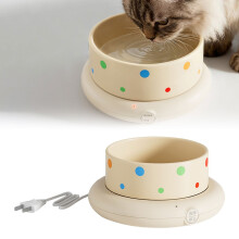 1PC Pet Constant Temp Water Dispenser Heating Bowl for Winter, Compatible with Yogurt Machine, Beige, 13.5cm