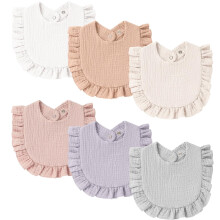 Conjunto de 6 Babadores de Musselina para Bebês, Estilo Bandana, Unissex, para Meninos e Meninas. Macios e Absorventes, em Algodão, para Aliviar a