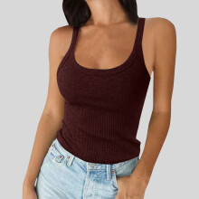 Camiseta sin mangas de tirantes finos acanalados para mujer YOUSNH, cuello redondo, camisola de algodón ajustada, camiseta sin mangas para