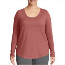 Camisetas casuales para mujer, color liso, cuello redondo, manga larga, estilo oversize, tallas S-5XL