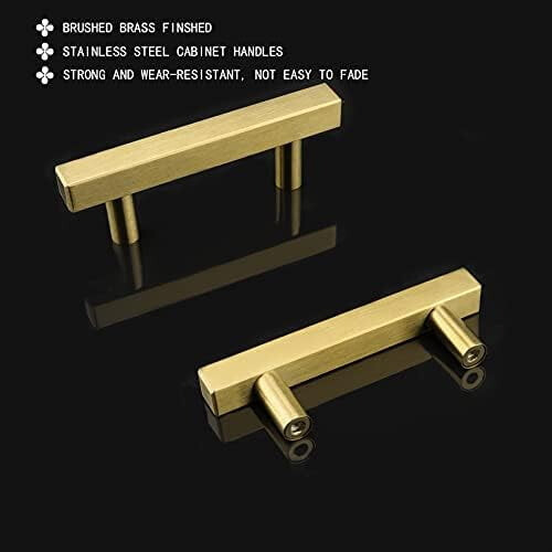 Gold Brushed Brass Cabinet Pulls 3" Hole Centres (Pack of 1