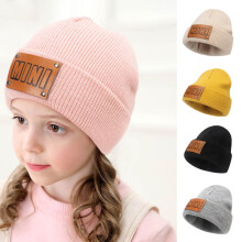 Kids Winter Knitted Beanie Hats Toddler Warm Cuffed Hat with MINI Label Children Knitted Hat