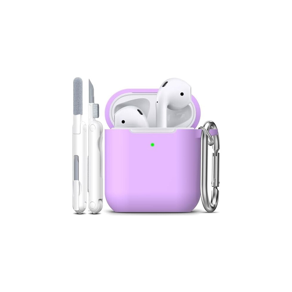 Soft Silicone Airpods Case Cover With Keychain, Compatible With Airpods 1St/2Nd Gen, Front Led Visible – Lavender 9482828592478