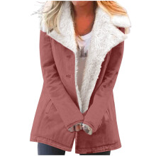 Cappotti invernali da donna taglie forti 2024 – Giacca shacket calda in tessuto composito felpato con revers abbottonati, capospalla autunno/inverno