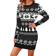 Weihnachtspulloverkleid für Damen - gestricktes, langärmeliges, figurbetontes Kleid